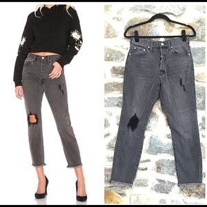 Superdown Revolve Black Gray boyfriend mom jean